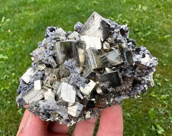 Amazing Pyrite with Needle Quartz and Sphalerite from Borieva mine, Madan, Bulgaria, Natural Mineral, Collection N1194