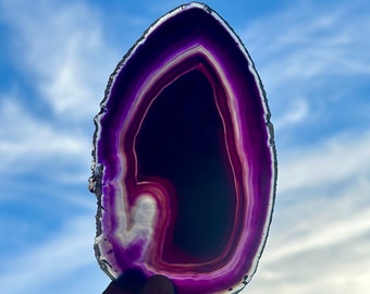 瑪瑙スライス、紫瑪瑙、紫スライス鉱物、水晶、宝石、オフィス装飾