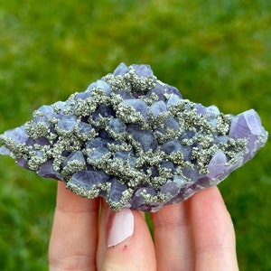 Beautiful Amethyst Crystal covered with Pyrite from Chala mine, Haskovo,  Bulgaria Purple, Deep Purple ,Phantom,Bulgarian Amethyst, N1094