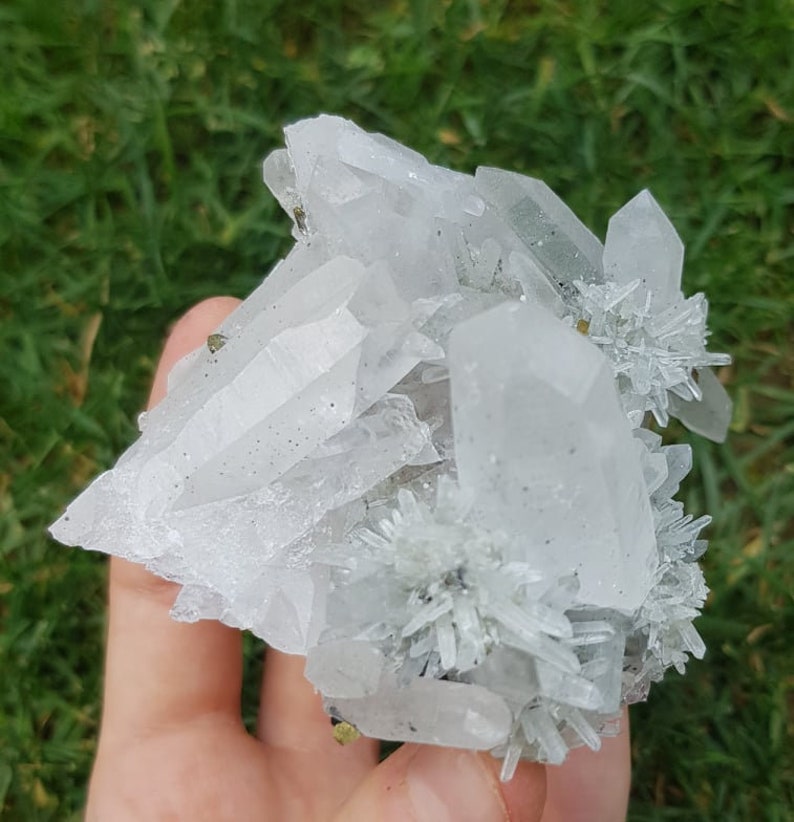Gorgeous Transparent Quartz with inclusions and Pyrite from Bulgaria,Madan,Krushev dol mine N2949 Natural Mineral Crystal,gemcollection