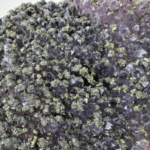 Beautiful Amethyst Crystal covered with Pyrite and Chalcopyrite from Chala mine, Haskovo, Bulgaria, Purple, Bulgarian Amethyst, NA600