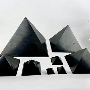 Shungite , Pyramid of rare amazing stone Shungite, geopathic stress protection for your home , Black Shungite, Energy Crystals