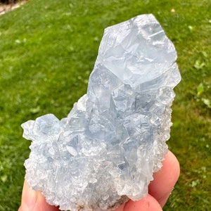 Clúster de celestina azul, celestita natural, celestita cruda, piedra curativa, minerales Chakra, N1269