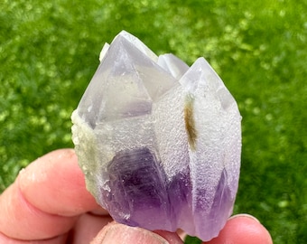 Quartz var Amethyst phantom cover. with Chalcedony and Chlorite - Djurkovo mine, Laki, Bulgaria, Natural Mineral, Crystal, collection, N0670