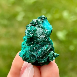 Dioptase avec malachite et chrizocola, dioptase verte, pierre, cristal vert, minéral vert, vert profond, cadeau, Top Gem N1221