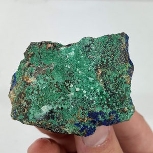 Rare Malachite with Azurite on Matrix , Stone , Natural Crystal , Malachite Gemstone , Green Mineral , Blue mineral , collection , N8948
