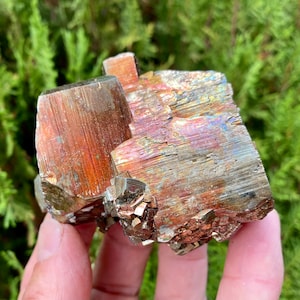 Pyrit bedeckt mit Hämatit und Bournonit - Krushev dol Mine, Madan, Bulgarien, Mineral, Kristall, Sammlung, Geschenk, Regenbogenstein, N8416