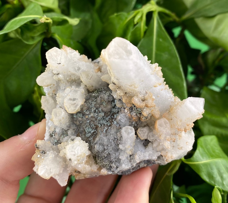 gift Natural Mineral gem collection Crystal Gorgeous Quartz with Calcite and Dolomite from Madan Bulgaria stone N3442