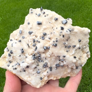 Shiny Galena on Mangano Calcite  from Krushev dol mine, Madan, Bulgaria,  Crystal, Mineral,  Crystal, N9325