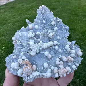 Gorgeous Pseudomorph Quartz on Calcite on Chalcedony from Djurkovo mine, Laki, Bulgaria , White Crystal , Natural mineral, N0629
