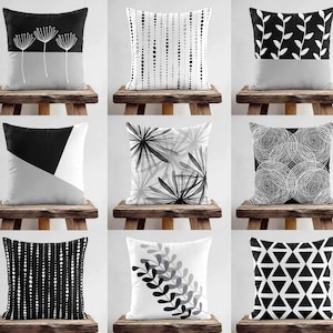 Gray Black White Throw Pillow Cover • Modern Decorative Accent Pillow Cover