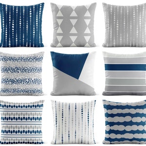 Blue Light Gray Throw Pillow Cover • Gray Pillow Case • Decorative Pillows for Couch • MIx and Match Pillows