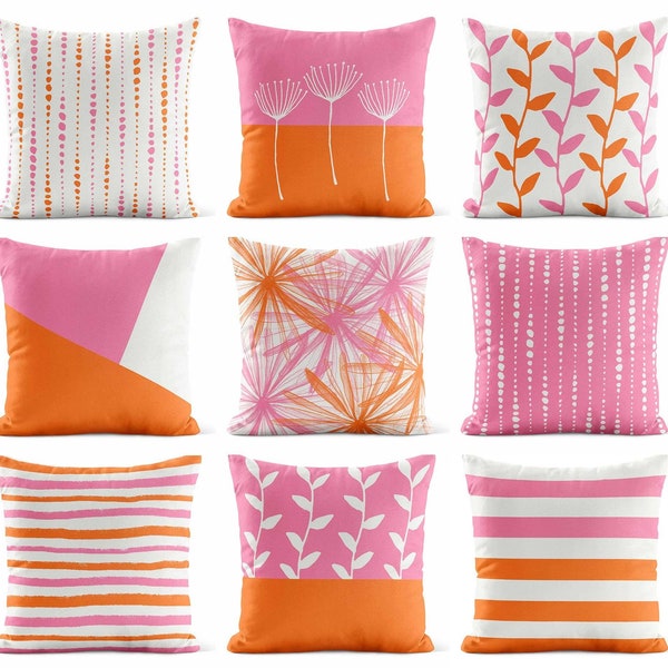 Pink Orange Pillow - Etsy