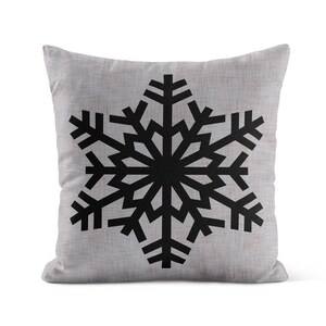 Black Gray Snowflake Throw Pillow Cover • Christmas Pillow Cover • Holiday Pillows
