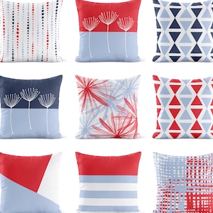 Red Blue Throw Pillow Cover • Navy Pillow Case • Decorative Pillows for Couch • Accent Pillow Covers