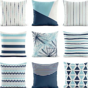 Blue Throw Pillow Cover • Navy Light Blue Decorative Pillows for Couch Sofa • Accent Pillow Cover