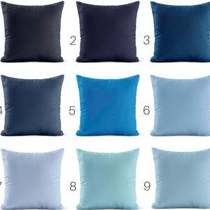 Solid Blue Throw Pillow Cover • Navy Light Blue Decorative Pillows for Couch • Accent Pillow Cover