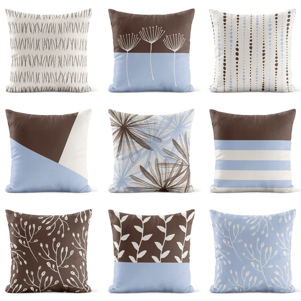 Blue Brown Pillow Etsy