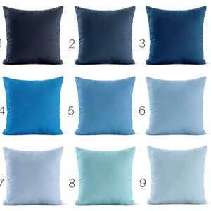 Solid Blue Throw Pillow Cover • Navy Light Blue Decorative Pillows for Couch