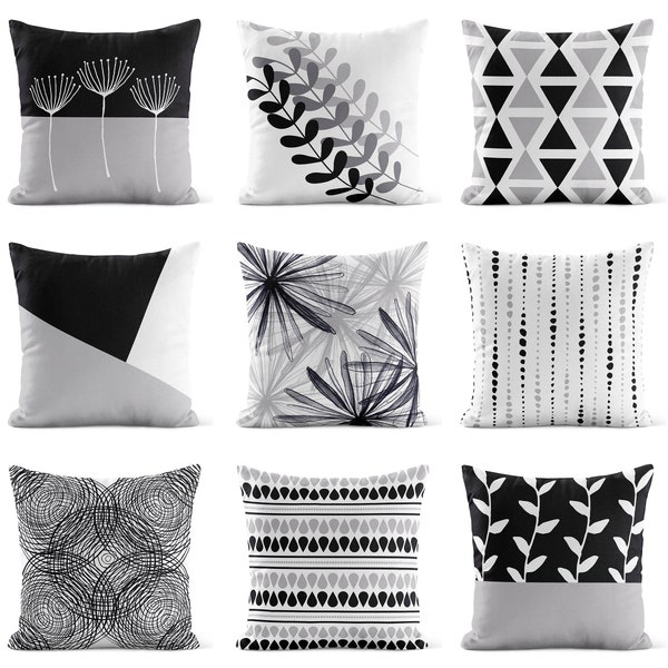 Light Gray Black White Throw Pillow Cover • Decorative Pillows Pillows for Couch