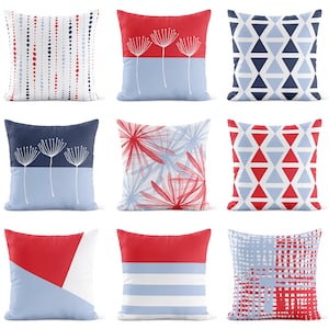 Red Blue Throw Pillow Cover • Navy Pillow Case • Decorative Pillows for Couch