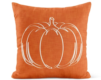 Burnt Orange Pumpkin OUTDOOR Pillow • Autumn Fall Pillow • Thanksgiving Patio Decor  Porch Decor