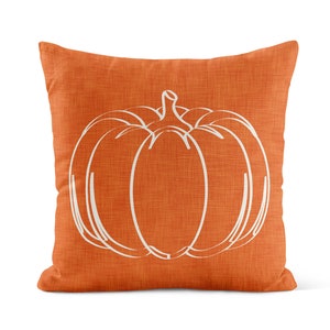 Burnt Orange Pumpkin OUTDOOR Pillow • Autumn Fall Pillow • Thanksgiving Patio Decor  Porch Decor
