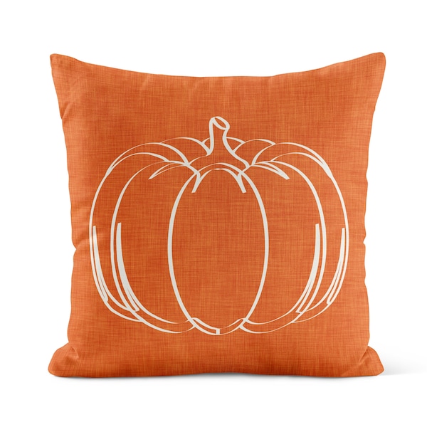 Burnt Orange Pumpkin Throw Pillow Cover • Autumn Fall Pillow Cover • Minimalist Thanksgiving Decor • Decorative Pillows for Couch