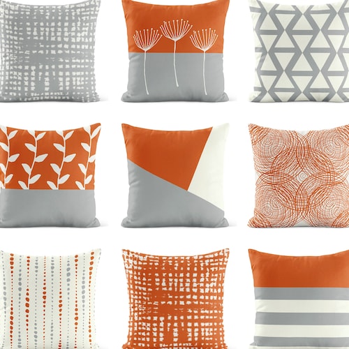 burnt orange throw pillows