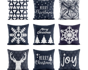 navy christmas pillows