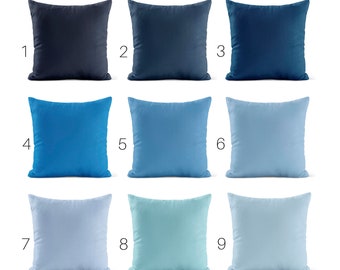 Solid Blue Throw Pillow Cover • Navy Light Blue Decorative Pillows for Couch