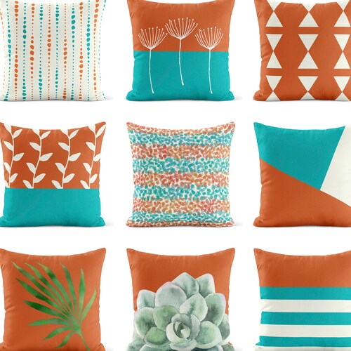 Light Blue Yellow Throw Pillow Cover Pillow Case Decorative Etsy