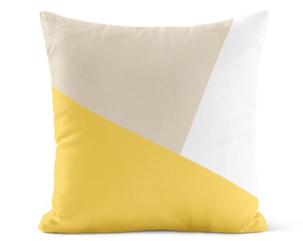 Yellow Beige Throw Pillow Cover • Color Block Pillow Cover • Decorative Pillows for Couch