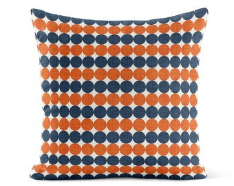 Burnt Orange Navy Throw Pillow Cover • Polka Dot Pillow Case • Decorative Pillows for Couch