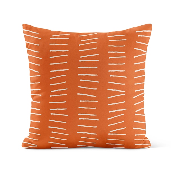 Burnt Orange Mudcloth Print Throw Pillow Cover •  Decorative Pillows for Couch