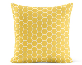 Yellow Throw Pillow Cover • Honeycomb  Pillow Case • Decorative Pillows for Couch