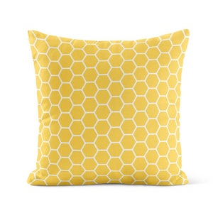 Yellow Throw Pillow Cover • Honeycomb  Pillow Case • Decorative Pillows for Couch