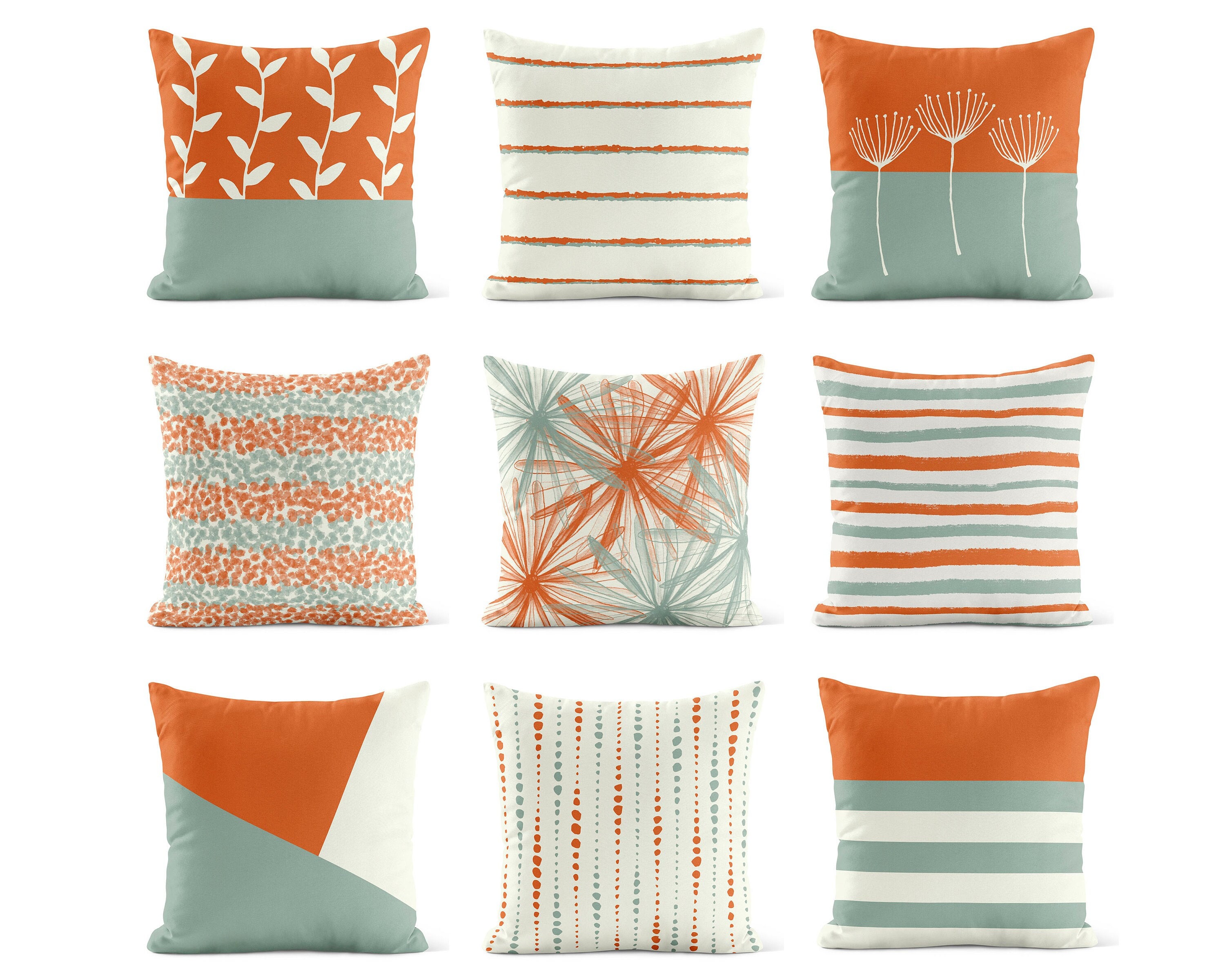 orange green throw pillows