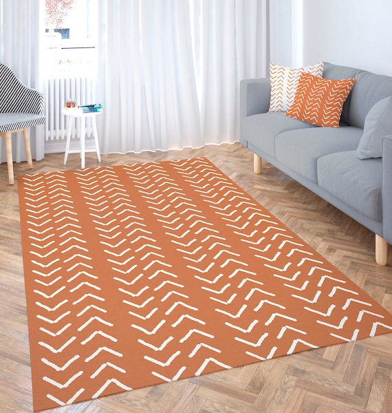 Burnt orange area online rug