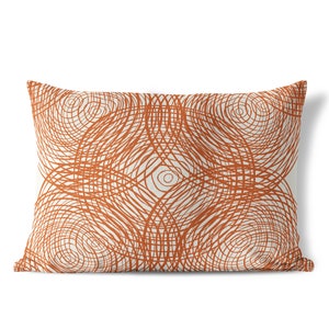 Burnt Orange White Throw Pillow Cover • Lumbar Pillow Cover14x20 • Cushion Cover • Modern Accent Pillows for Couch