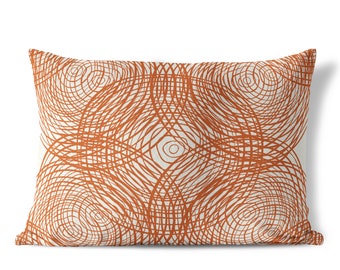 Burnt Orange White Throw Pillow Cover • Lumbar Pillow Cover14x20 • Cushion Cover • Modern Accent Pillows for Couch