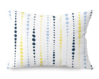Almohada para exteriores amarilla y azul • Almohada lumbar para porche de 14 x 20 • Cojín moderno para patio