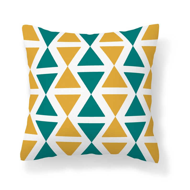 Mustard Yellow Teal Outdoor Pillow Modern Mix and Match Etsy