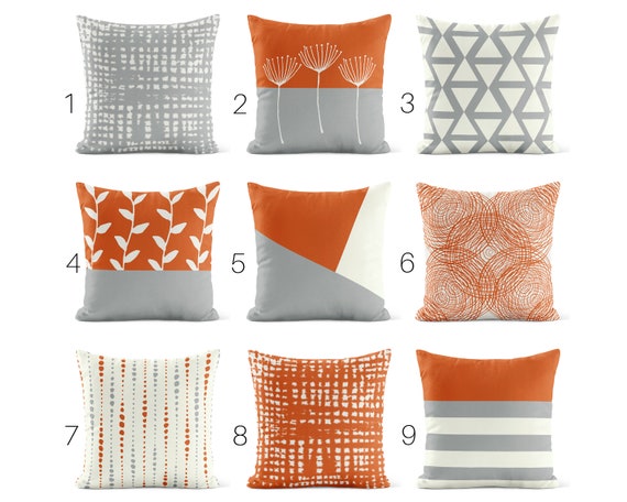 burnt orange sofa pillows