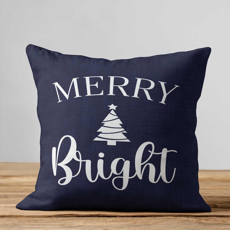 Navy Outdoor Christmas Pillow • Dark Blue Snowflake Porch Patio Cushion • Winter Holiday Pillows 8 Merry & Bright