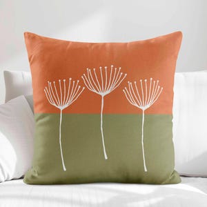 Burnt Orange Green Color Block Throw Pillow Cover • Olive Green Pillow Covers • Modern Decorative Accent Pillows for Couch