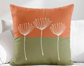 Housse de coussin bloc de couleur vert orange brûlé • Housses de coussin vert olive • Coussins décoratifs modernes pour canapé