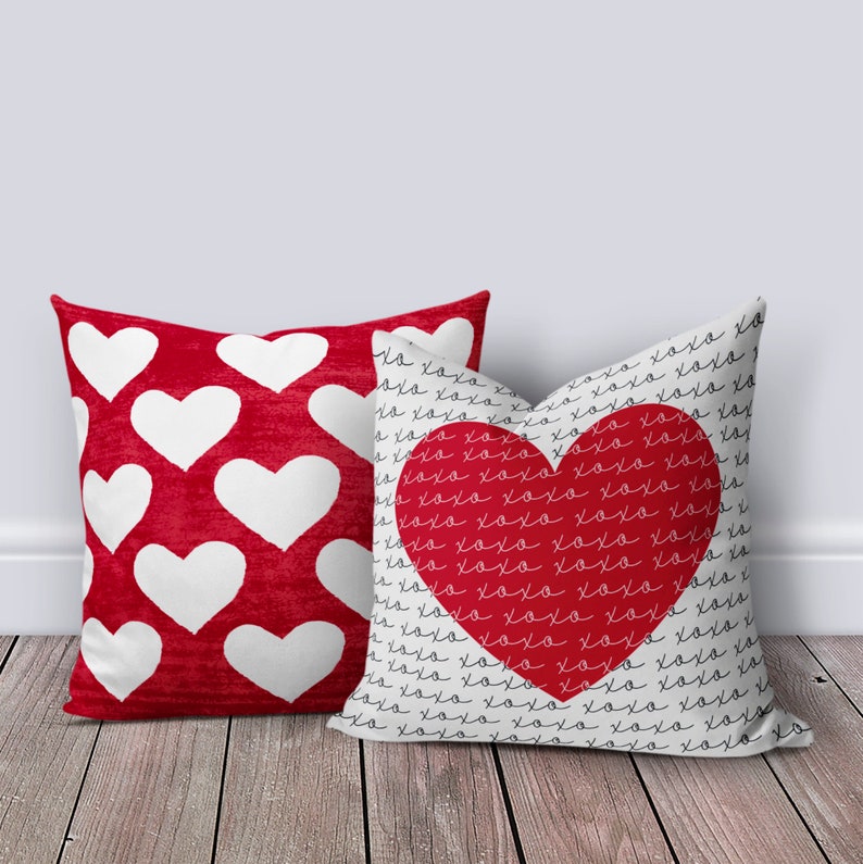 Red Valentine Outdoor Pillow Valentines Day Decor Patio Etsy