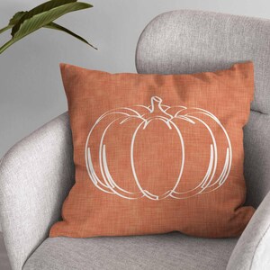 Terracotta Pumpkin Throw Pillow Cover • Minimalist Autumn Fall Accent Pillow • Thanksgiving Decorative Pillows for Couch image 3