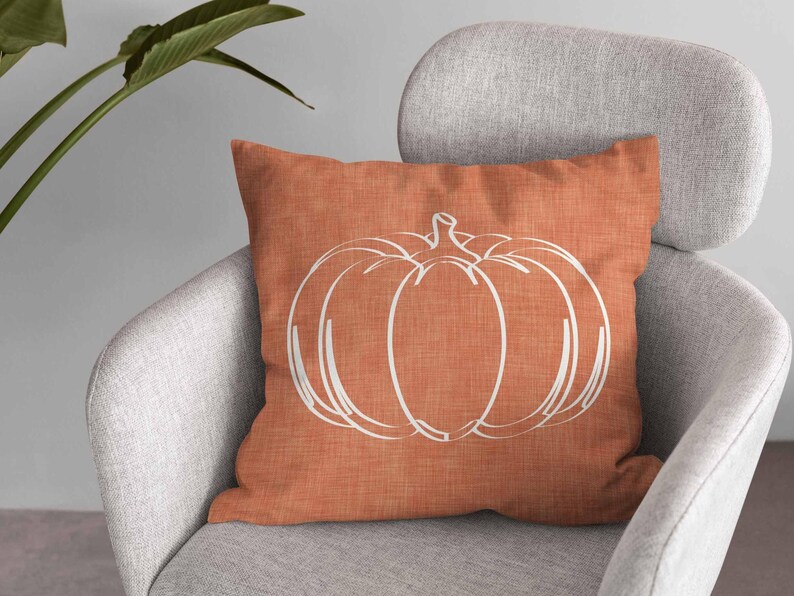 Terracotta Pumpkin Throw Pillow Cover • Minimalist Autumn Fall Accent Pillow • Thanksgiving Decorative Pillows for Couch image 3